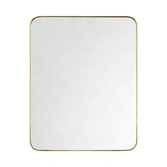 GRACTO 24x30'' Brushed Gold Metal Framed Bathroom Mirror for Wall in Stainless Steel Rounded Rectangular Bathroom Vanity Mirrors Wall Mounted