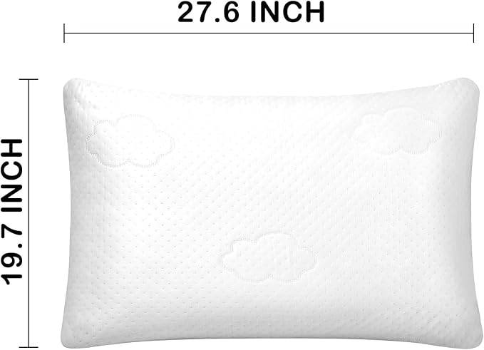 Cooling Memory Foam Pillows for Deep Sleep Bed Pillow forNeck Support with Removable & Washable Cover Cooling Pillow for Neck PainRelief Pillow for Shoulder & Back & Side Queen Pack of 1