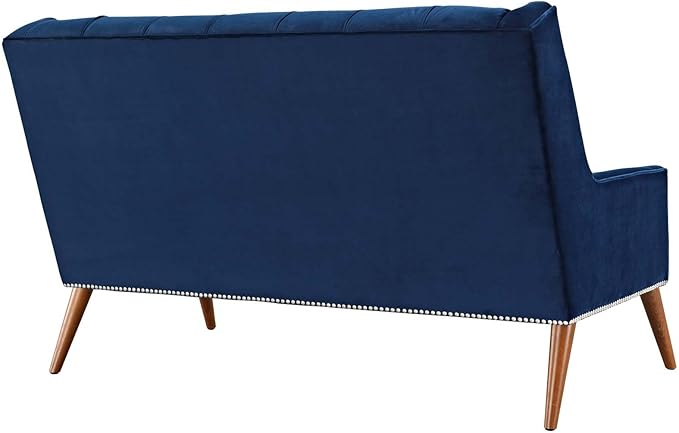 Modway Peruse Velvet Loveseat in Navy