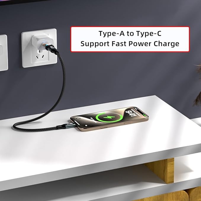 CY 3pcs/lot Type-C Smart LED USB-C to USB3.2 Type-A Adapter OTG 10Gbps 40Gbps 120W 240W Data Fast Charging Tester Detector
