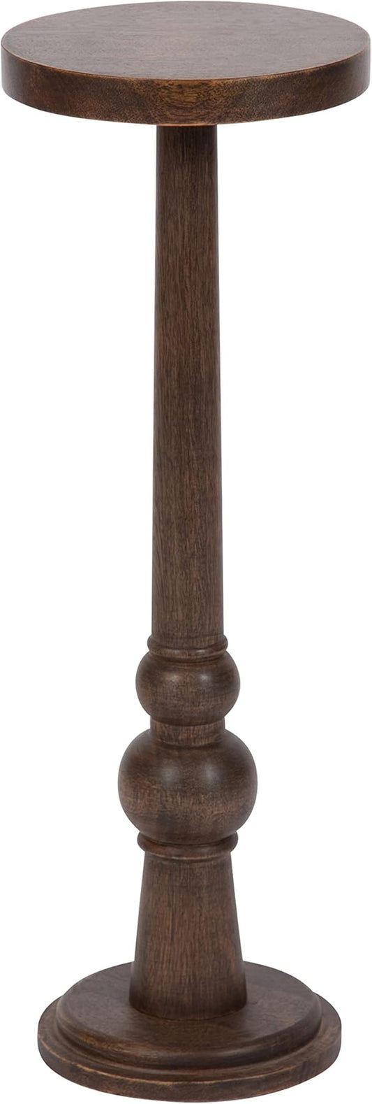Kate and Laurel Wegner Traditional Wooden Round Drink Table; 8 x 23; Rich Brown; Elegant and Durable Pedestal Table for Use as Small Drink Table; Plant Stand; or Decorative Item Display