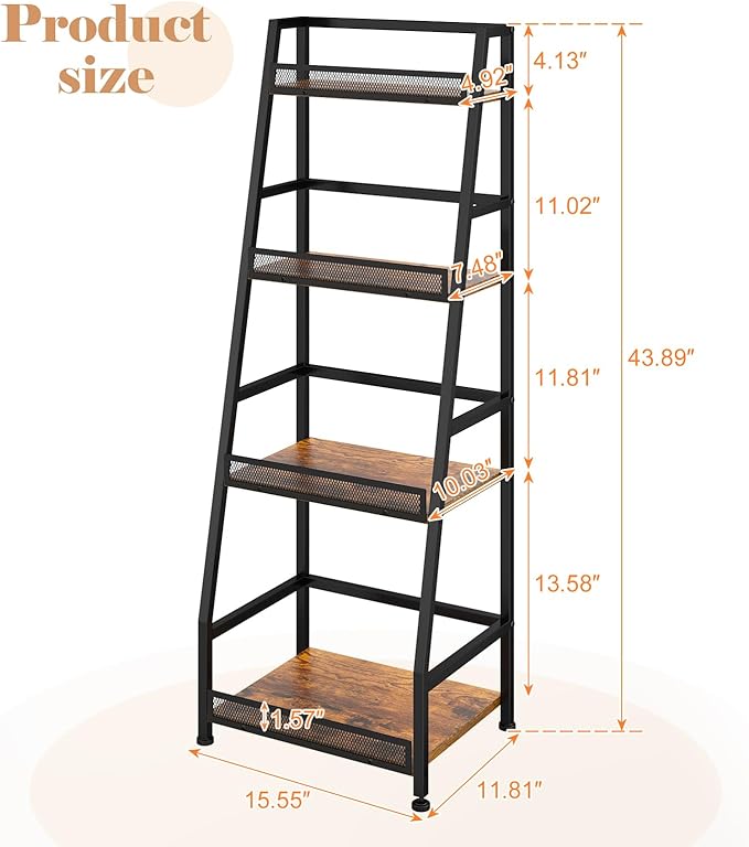 4-Tier Trapezoid Liquor Stand for Home Bar, Stepped Wine Rack Freestanding Floor for Liquor Whiskey Wine, Versatile Corner Wine Bottle Display Stand with Fences, Vintage Brown（Patent Pending）