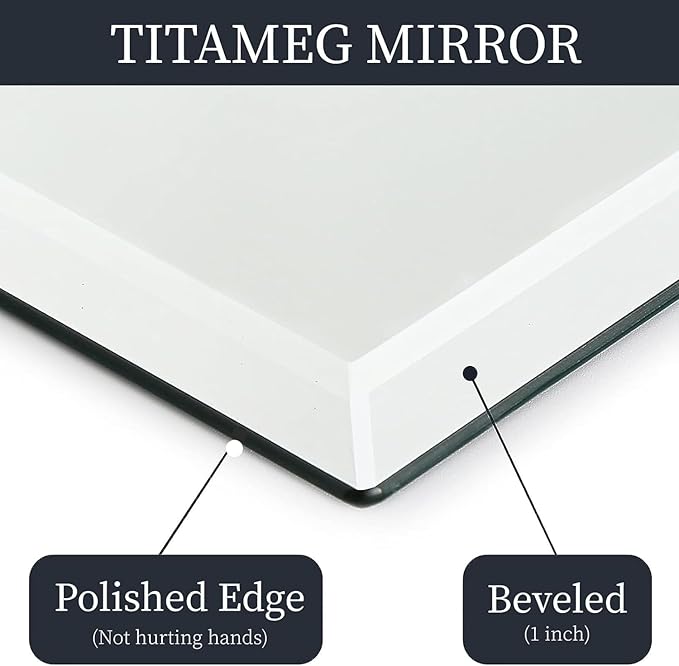 22x30 Inch Frameless Wall Mirror with 1" Beveled Edge, Frameless Rectangle Mirror for Bathroom, Vanity, Living Room