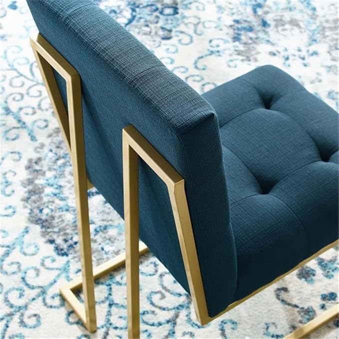 Modway Privy Upholstered Gold Stainless Steel Dining Chair in Gold Azure