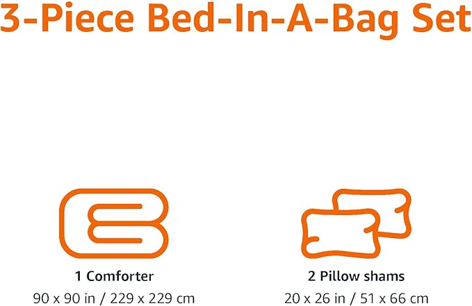 Amazon Basics 3-Piece Microfiber Kids' All Season Comforter and Pillow Sham Set, Full/Queen, Dinosaurs, Animal Print