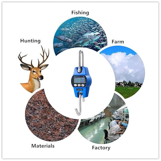 Klau Mini Weighing 300 kg / 600 lb OCS-L Industrial Crane Scale Digital Hanging Scale Blue for Indoor Farm Factory Outdoor
