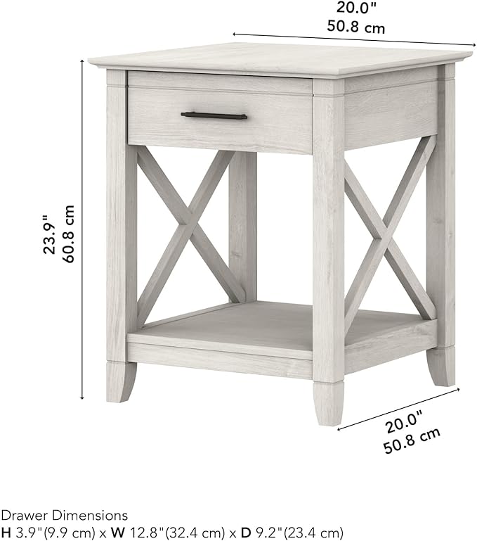 Bush Home Key West Nightstand with Drawer in Linen White Oak