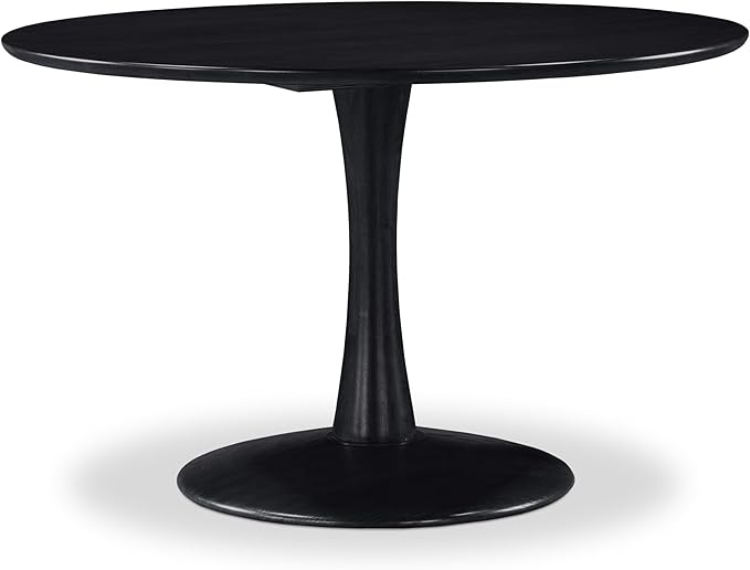 Meridian Furniture 915Black-T Holly Collection Mid-Century Modern Dining Table with Rich Black Finish, Solid Wood, Oak Veneer, 48" W x 48" D x 30" H, Black