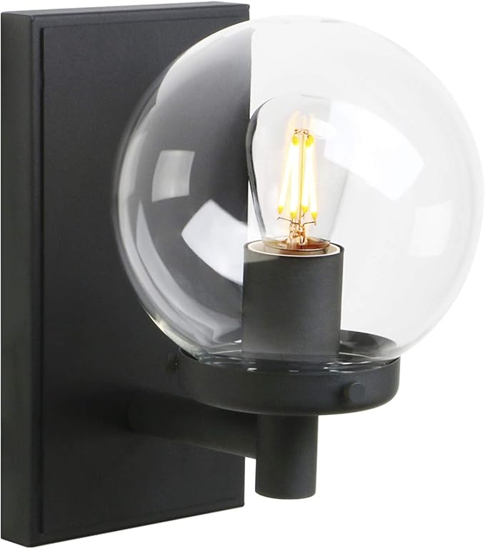 Pathson Vintage Hardwired Wall Sconce, Industrial Bathroom Vanity Light with Globe Glass, Indoor Wall Lamp Fixtures for Hallway Kitchen Bedroom