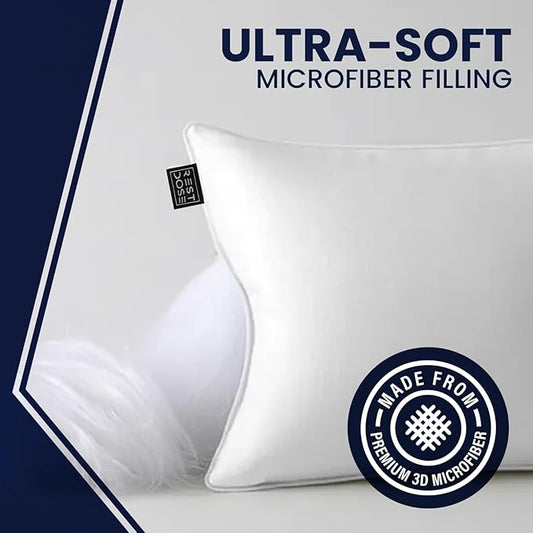 Bed Pillows for Sleeping, Set of 2 – Cooling, Hotel Quality with Soft Down Alternative Fill for Back, Stomach & Side Sleepers | White Microfiber Standard