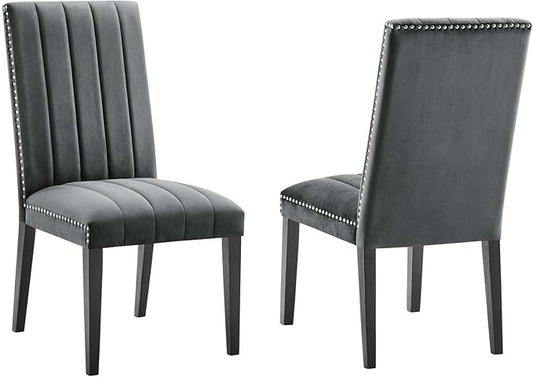 Modway EEI-5081-GRY Catalyst Performance Velvet Dining Side Chairs - Set of 2, Gray