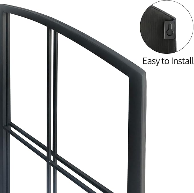 Black Arch Mirror,Window Pane Wall Decor,Farmhouse Wall Mirrors with Iron Frame for Entryway,Hallway,Living Room,Fireplace.2-Pack 26.4"X13.4"