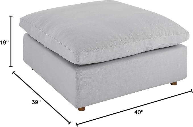 Modway Modular Sofa Commix Down-Filled Overstuffed Upholstered Sectional Sofa Ottoman in Light Gray