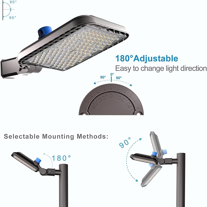 400W Parking Lot Lighting 60000Lm LED Parking Lot Lights Commercial with Smart Photocell Dusk to Dawn 5000K Street Light with SlipFitter Mount for Parking Lot,Yard,Driveway- 2Pack 7Yrs Warranty
