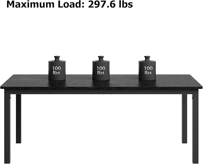 Garvee 70.9 in Dining Table for 6, Farmhouse Wooden Kitchen Tables for Family, Rectangular Industrial Style Dining Room Table with Sturdy Metal Frame, Long Desk for Restaurant, Kitchen, Office,Black