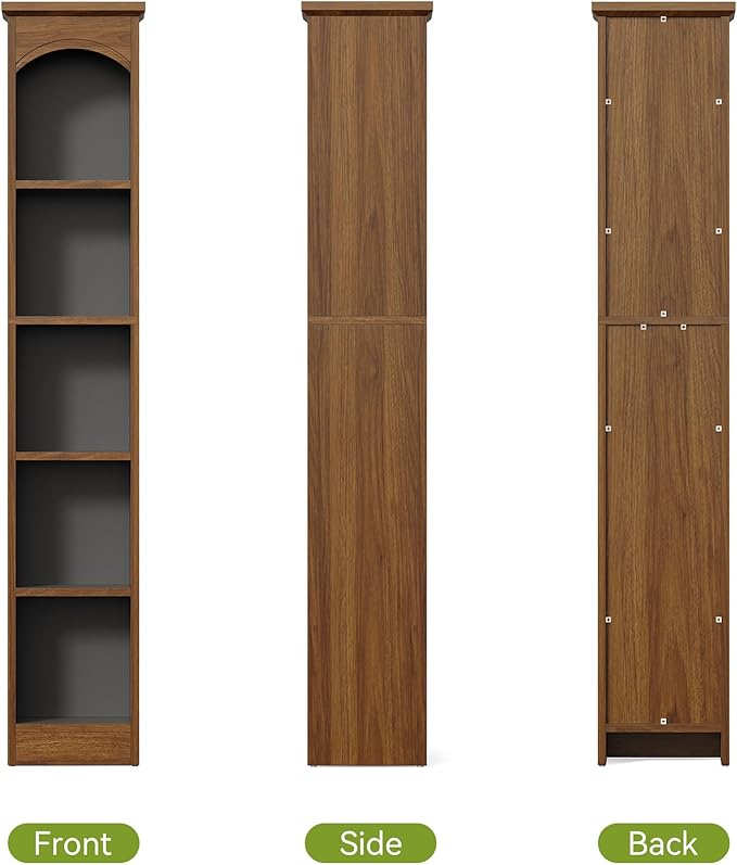 LITTLE TREE 70.9" Tall Bookshelf, 5-Tier Open Bookcase with Cubes, Bookshelves with Storage Space, Freestanding Narrow Bookcase for Home Office, Brown, 3 Pack