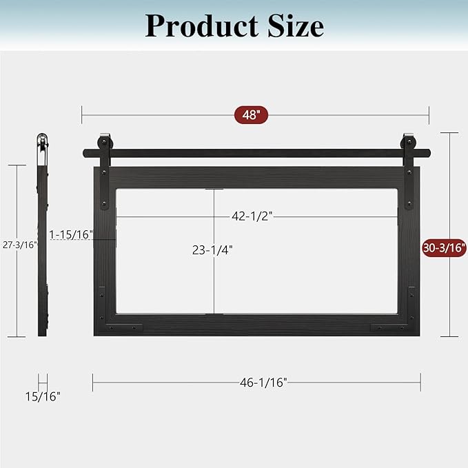 Farmhouse Bathroom Mirror, 48x30 Inch Black Wood Framed Rustic Vanity Mirrors for Wall, Large Rectangular Wall Decor Mirrors for Bedroom Living Room Entryway
