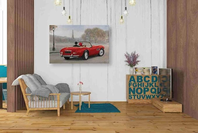 Epic Graffiti 'A Ride in Paris III Red Car' by Marco Fabiano, Canvas Wall Art, 40"x26"
