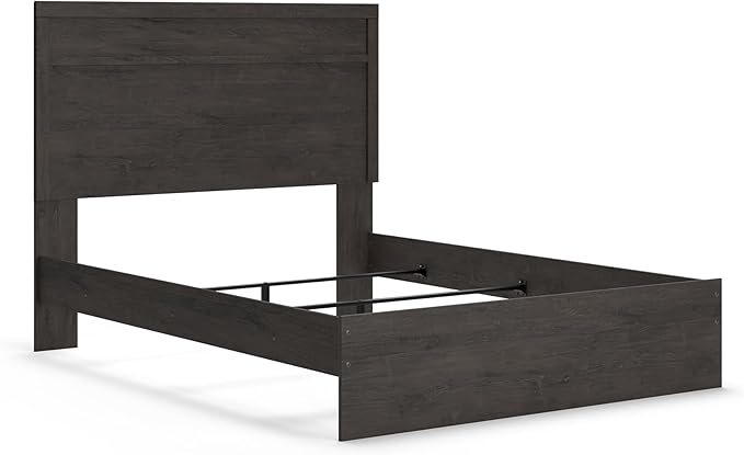 Signature Design by Ashley Belachime Casual Queen Panel Bed with Metal Slats, Foundation or Box Spring Needed, Black