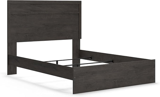 Signature Design by Ashley Belachime Casual Queen Panel Bed with Metal Slats, Foundation or Box Spring Needed, Black