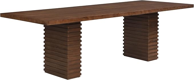 Christopher Knight Home Kaiya Modern Minimalist Wood Dining Table for 6-10 People, Rectangular Dining Room Table, Pedestal Kitchen Table, Ideal for Restaurant/Family Gatherings, Walnut Brown