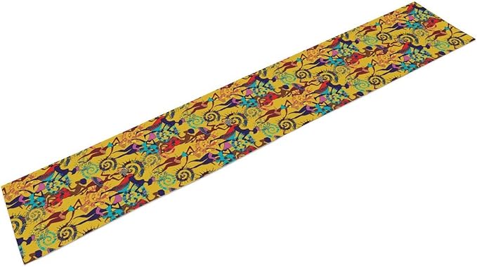 African Woman Table Runner Colorful Africa Nationality Tribe Element Pattern for Home Kitchen Table Decor Dining Coffee Room Party Decor 13x36in
