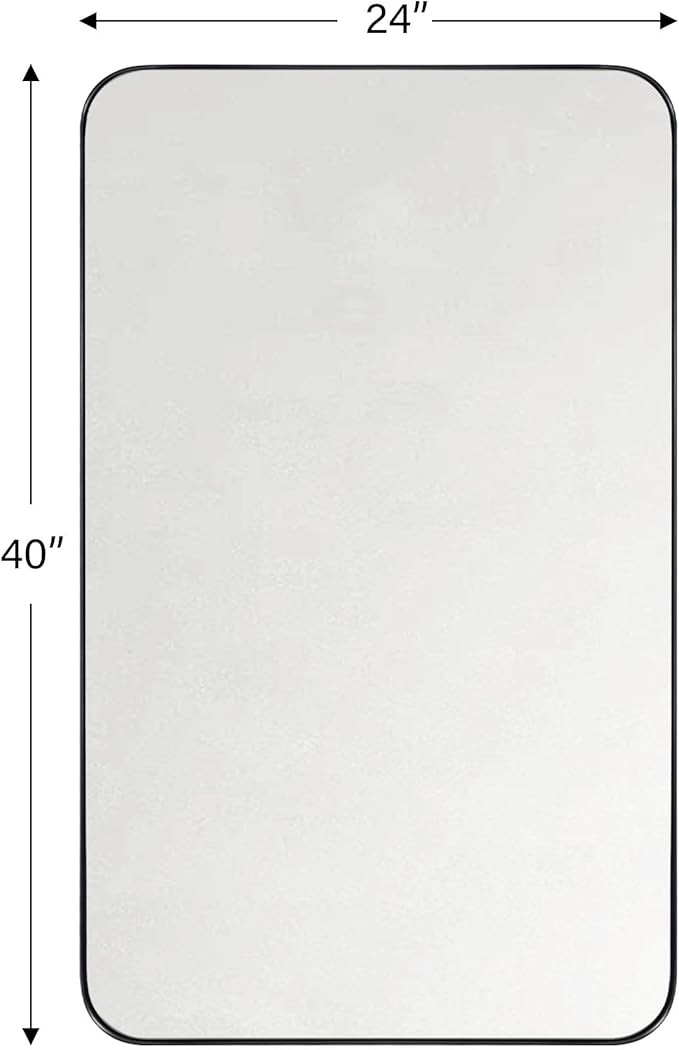 GRACTO 24x40'' Oil Rubbed Bronze Metal Framed Bathroom Mirror for Wall in Stainless Steel Rounded Rectangular Bathroom Vanity Mirrors Wall Mounted