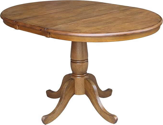 IC INTERNATIONAL CONCEPTS 36" Round Top Pedestal Ext Table with 12" Leaf and 4 X-Back Rta Chairs