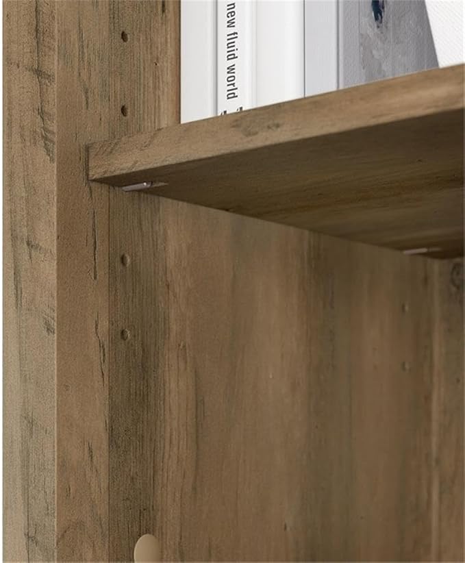 Bush Home Salinas Tall 5 Shelf Bookcase - Set of 2 in Reclaimed Pine, Vertical Office Storage, Bookshelves for Home Workspace, Multi-Purpose Shelving Units
