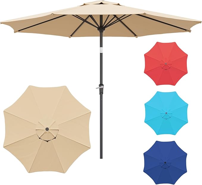 Sannwsg Outdoor Patio Umbrella,Table Umbrella with Push Button Tilt and Crank,Market Umbrella with 8 Sturdy Ribs,Yard Umbrella