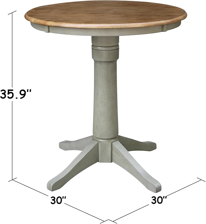 IC INTERNATIONAL CONCEPTS 30" Round Solid Wood Distressed Hickory/Stone Table-Counter Height