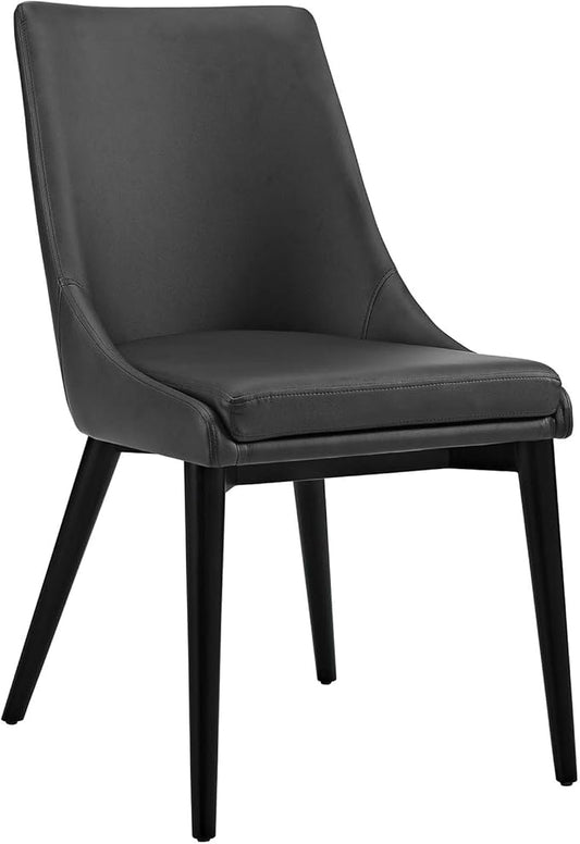 Modway Viscount Mid-Century Modern Faux Leather Upholstered Kitchen and Dining Room Chair in Black
