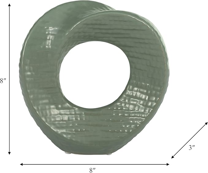 Ceramic Decorative Object – Table Home Decor Accent, Tabletop Decor For Shelf Or Console, Modern Decorative Objects For Collected, Minimal Styling – 8", Green