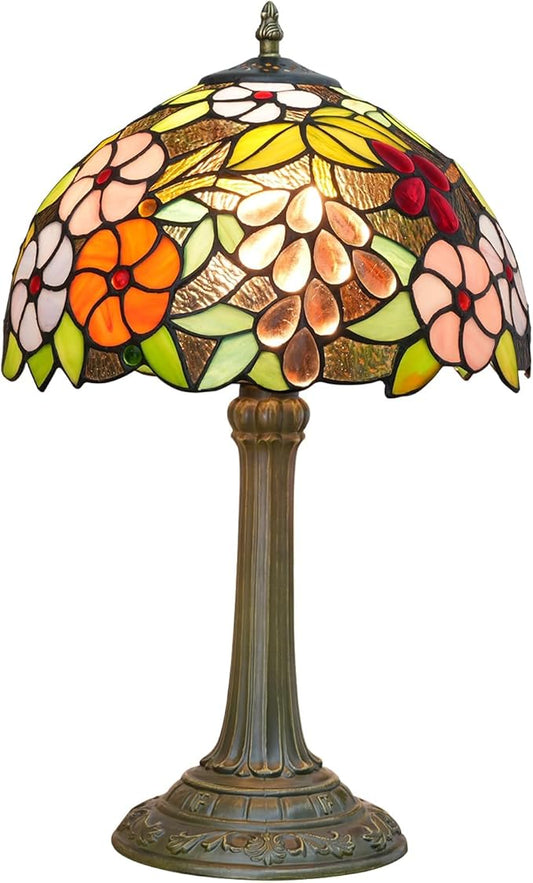 Tiffany Lamp Grape Stained Glass Table Lamp 12X12X18 Inches Grape Style Desk Reading Light Decor Beside Bedroom Living Room Home Festival Birthday Gift