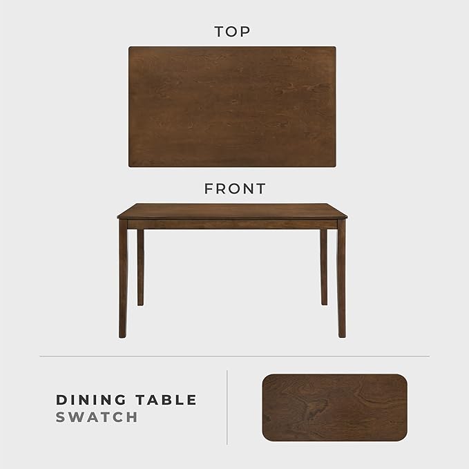 Lexicon 55.5" Dining Table for 4, Modern Rectangular Dining Room Table, Wood Dining Table, Modern Wood Table with Solid Wood Leg for Kitchen/Dining/Living Room, Easy Assembly, Chestnut