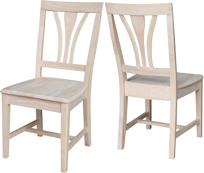 International Concepts Solid Wood Fanback Dining Chairs in Unfinshed (Set of 2)