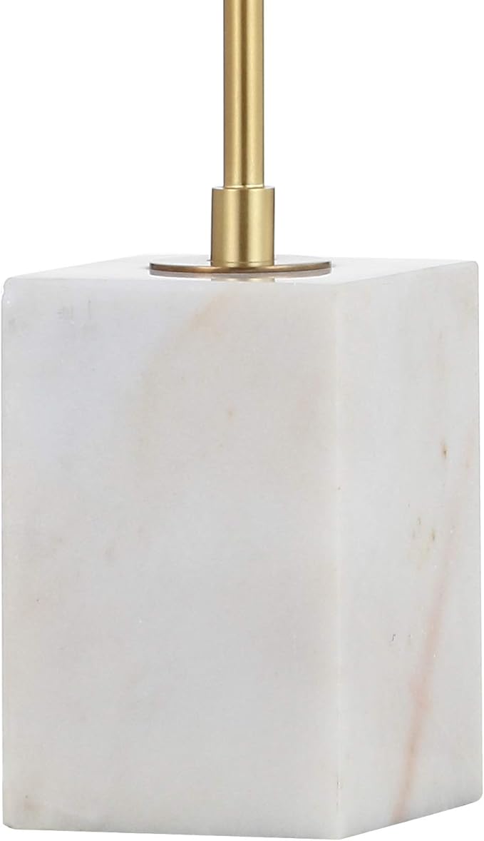 JONATHAN Y 26" Brass Gold Arched Metal Table Lamp with White Marble Base, Modern Glam Desk Lamp for Living Room, Bedroom or Home Office, LED Bulb Included JYL1092A