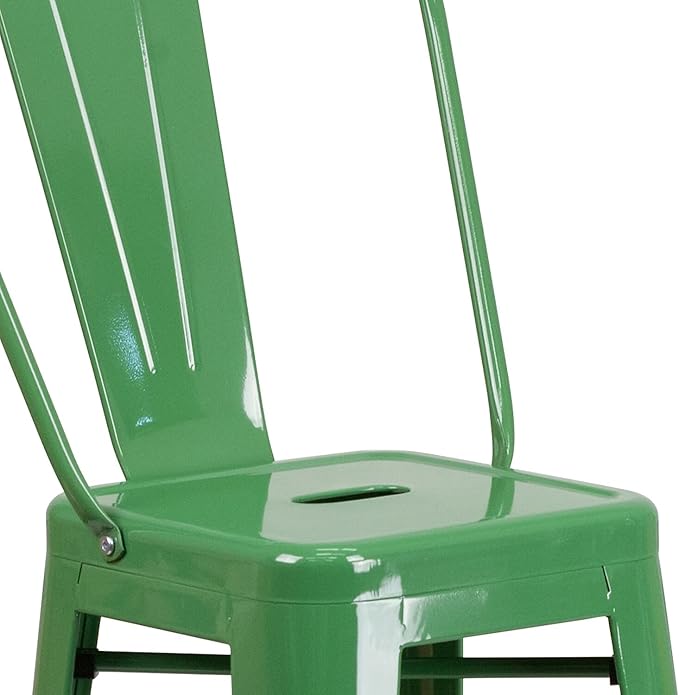Flash Furniture Commercial Grade 30" High Green Metal Indoor-Outdoor Barstool with Removable Back