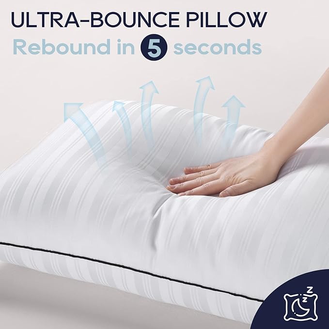 downluxe Bed Pillows Standard Size Set of 2 - Hotel Collection Soft Down Alternative Pillows for Sleeping, Perfect for Side, Back and Stomach Sleepers, 20 X 26