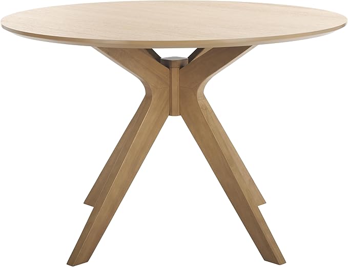 SAFAVIEH Couture Collection – Carolee Natural Brown 46-Inch Round Dining Table, Farmhouse Dining Table for Kitchen or Dining Room, Seats Up to 4 (SFV2134D)