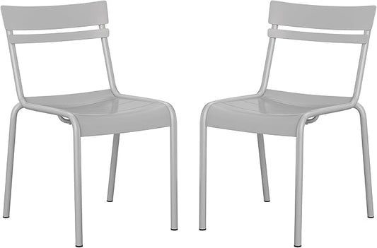 Flash Furniture Nash Commercial Grade Steel Stack Chair, Indoor-Outdoor Armless Chair with 2 Slat Back, Set of 2, Silver