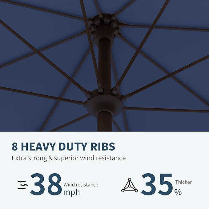 PatioKingdom 11FT Patio Umbrella,Outdoor Umbrella with Push Button Tilt and Crank,Market Table Umbrella with 8 Sturdy Fiberglass Ribs UV Protection