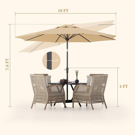 Sannwsg Outdoor Patio Umbrella,Table Umbrella with Push Button Tilt and Crank,Market Umbrella with 8 Sturdy Ribs,Yard Umbrella