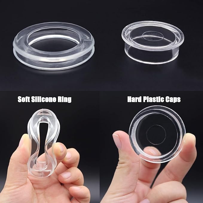 2Pcs Clear Standard Size Silicone Umbrella Hole Ring Plug and Cap Set for Glass Outdoors Patio Table Deck Yard 2 Inch Patio Table Umbrella Hole Ring and Cap Set Clear Patio Table Umbrellas and Shade