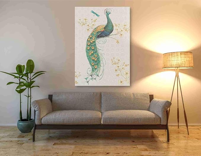 Epic Graffiti 'Ornate Peacock XA' by Daphne Brissonet, Canvas Wall Art, 40"x60"