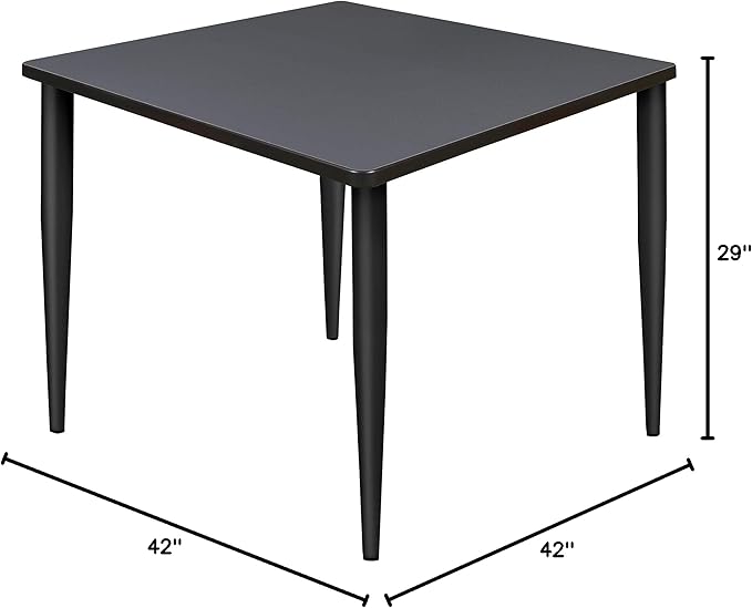Regency Kahlo 42 in. Square Breakroom Table- Grey Top, Black Tapered Legs