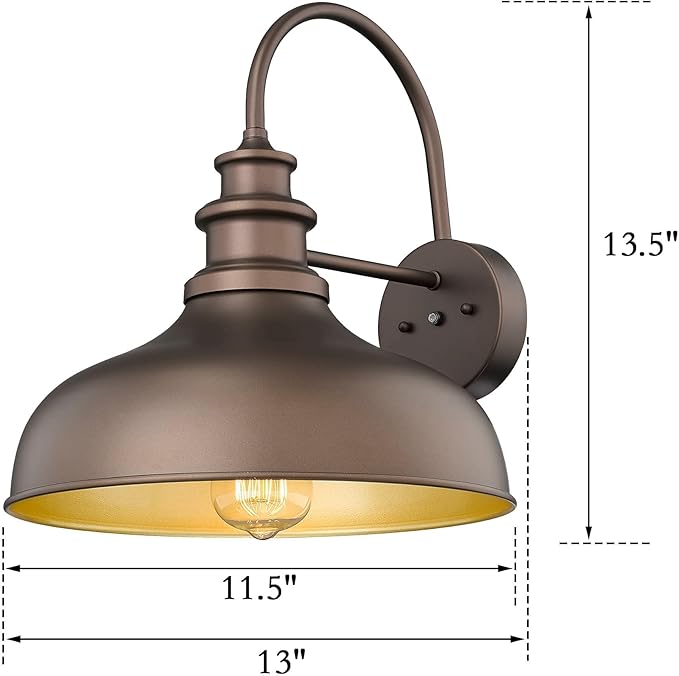 Bestshared Dusk to Dawn Sensor Farmhouse Barn Light, Outdoor Wall Sconce, Outdoor Wall Lantern for Porch, Exterior Light Fixtures Porch Lights (Orb+Gold, 2 Pack)