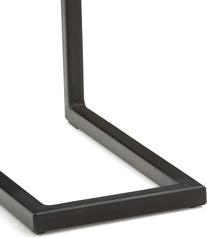 SIMPLIHOME Skyler C-Side Table - 18" Wide x 24" High Solid Mango Wood and Metal Slide-Under Table in Dark Cognac Brown, Industrial Accent Table or End Table for Living Room with Open Frame, Assembled