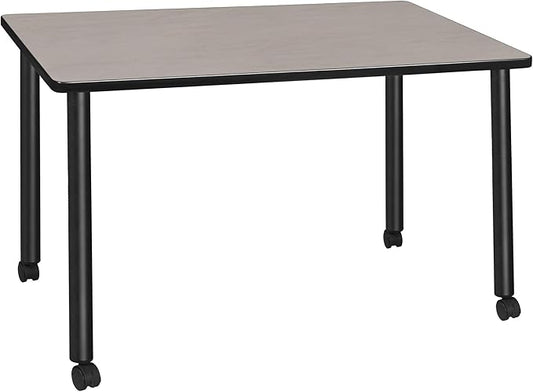 Regency Kee 42 x 24 in. Mobile Training Seminar Table- Maple Top, Black Legs