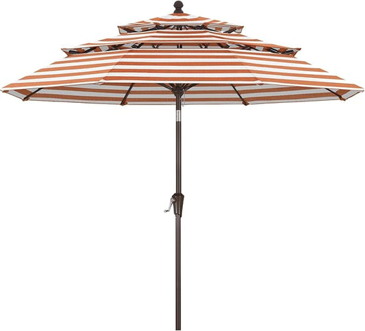 ABCCANOPY 5-Year 10-Year No Fading 9FT 3 Tiers Patio Umbrella, Outdoor Table Umbrella with 8 Sturdy Ribs for Deck, Backyard, Garden, Yard